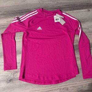 adidas Hot Pink Long Sleeve Jersey Top with White Accents